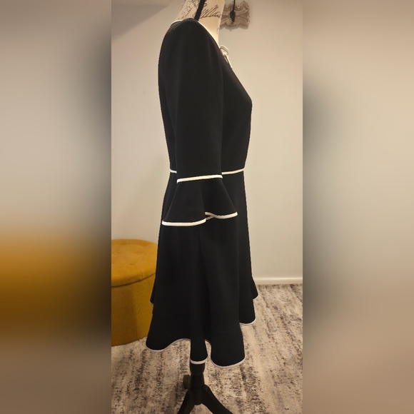 Ted Baker Black Dress with White Accents, Size 2 - Picture 10 of 16